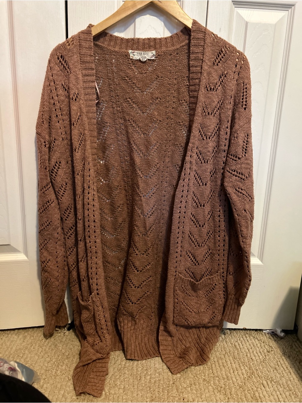 Pink Rose Open-Front Cardigan in Dusty Mauve